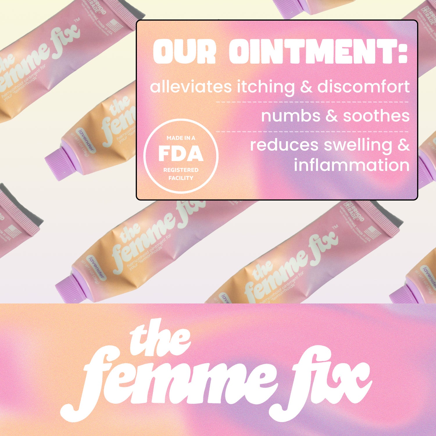 The Femme Fix™ Hemorrhoid Ointment for Women – Soothing Relief with Lidocaine, Magnesium, Coconut Oil & Lavender – Fast-Acting, Paraben-Free (1oz)